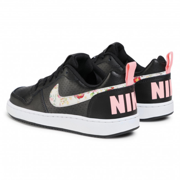 Giày Nike Court Borough Low VF GS 'Floral Swoosh Black' BQ7031-001 - Ảnh 5