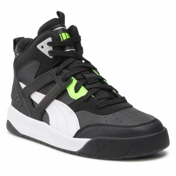 Giày Puma Backcourt Mid Cyber Week Puma Black White Green Glare 381129-02 - Ảnh 4