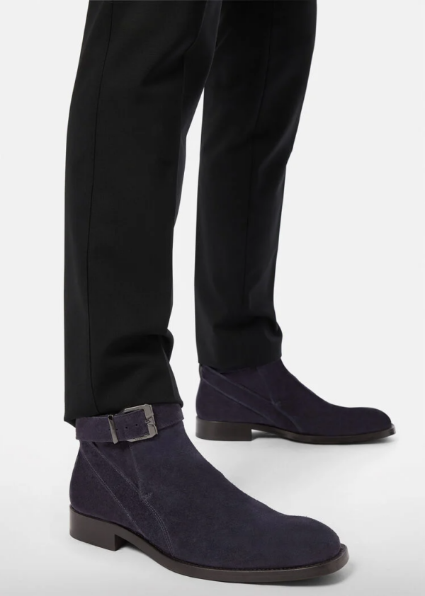 Giày Versace Suede Ankle Boots Navy 1000785-1A00634-1U83B - Ảnh 5