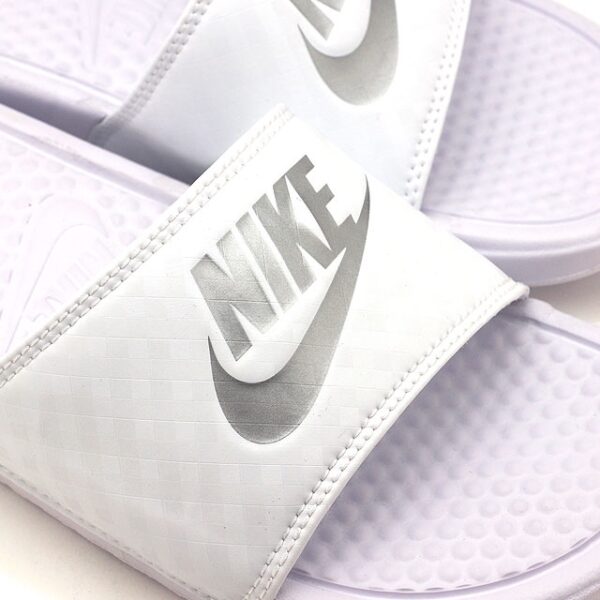 Dép Nike Benassi ' White Metallic Silver ' 343881-102 - Ảnh 4