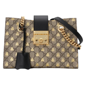 Túi Gucci Padlock Small GG Bees Shoulder GG Supreme Beige
