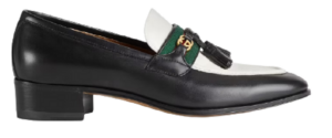 Giày Gucci Loafer With Web And Interlocking G White And Black Leather
