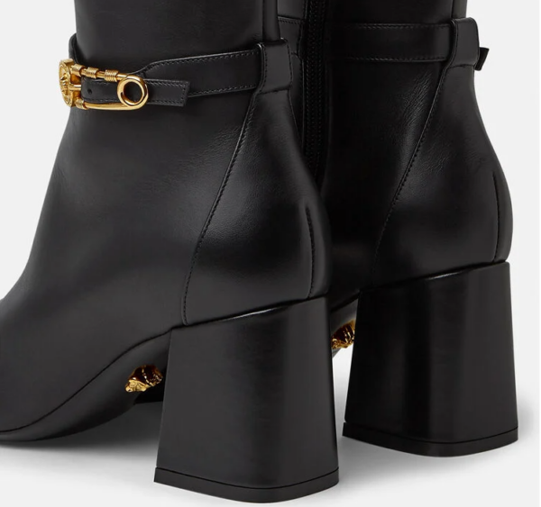 Giày Versace Safety Pin Knee High Boots Black 1003676-DVT2P-1B00V - Ảnh 5