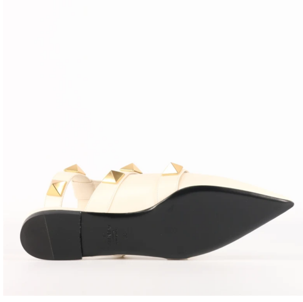 Giày Valentino Roman Stud Ballerina 'White Gold' VW0S0BY5ZWMI16 - Ảnh 3
