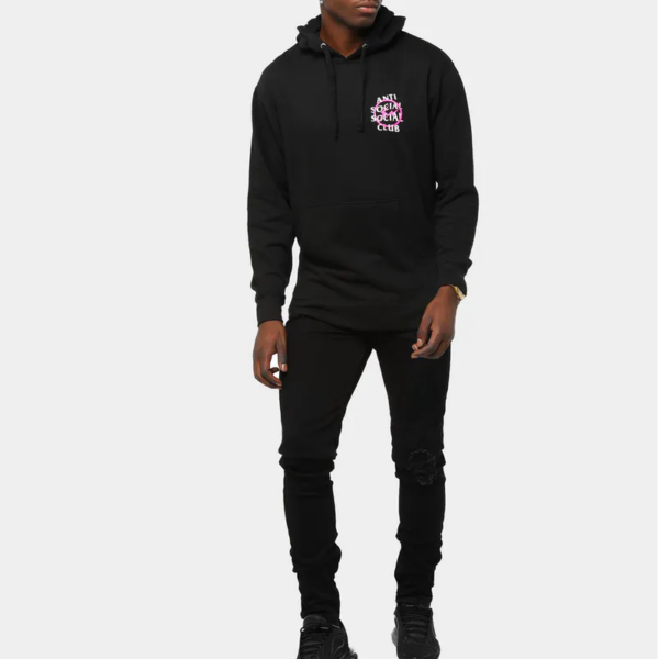 Áo Anti Social Social Club x Fragment Pink Bolt Hoodie Black ASSC-XFPBHBK - Ảnh 4