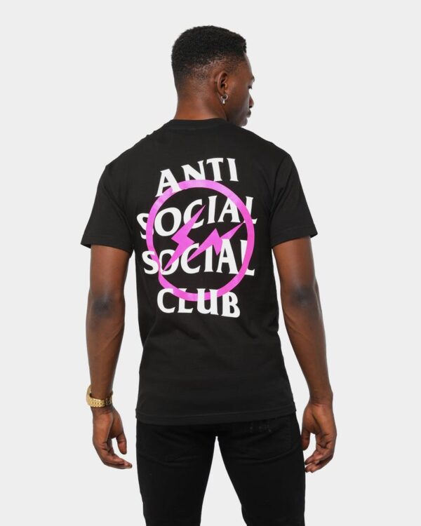 Áo Anti Social Social Club x Fragment Pink Bolt Tee Black ASSC-XFPBTBK - Ảnh 2