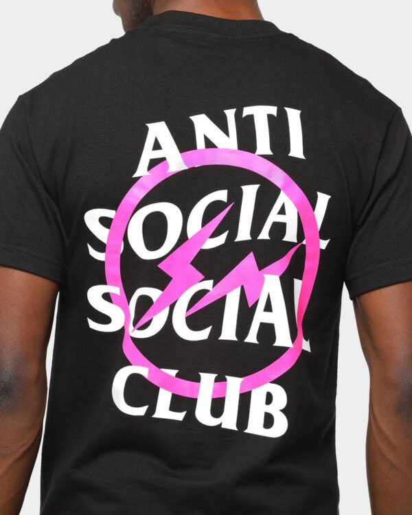 Áo Anti Social Social Club x Fragment Pink Bolt Tee Black ASSC-XFPBTBK - Ảnh 6