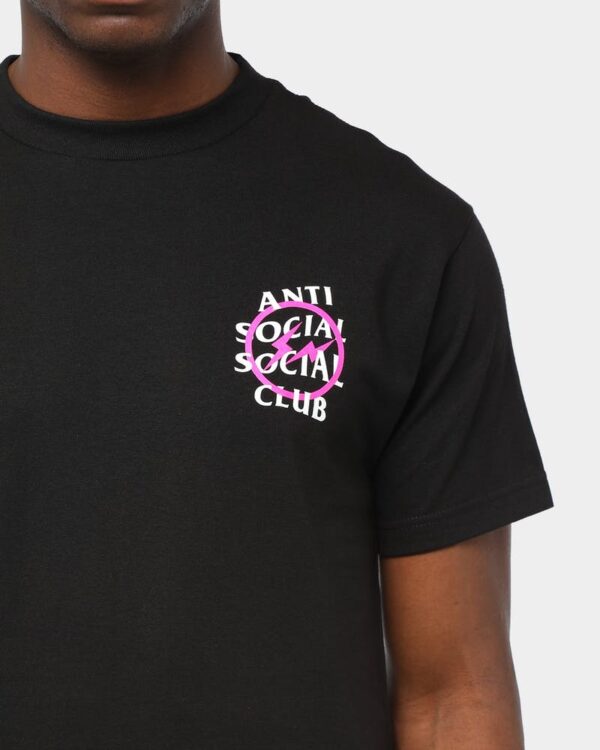 Áo Anti Social Social Club x Fragment Pink Bolt Tee Black ASSC-XFPBTBK - Ảnh 7