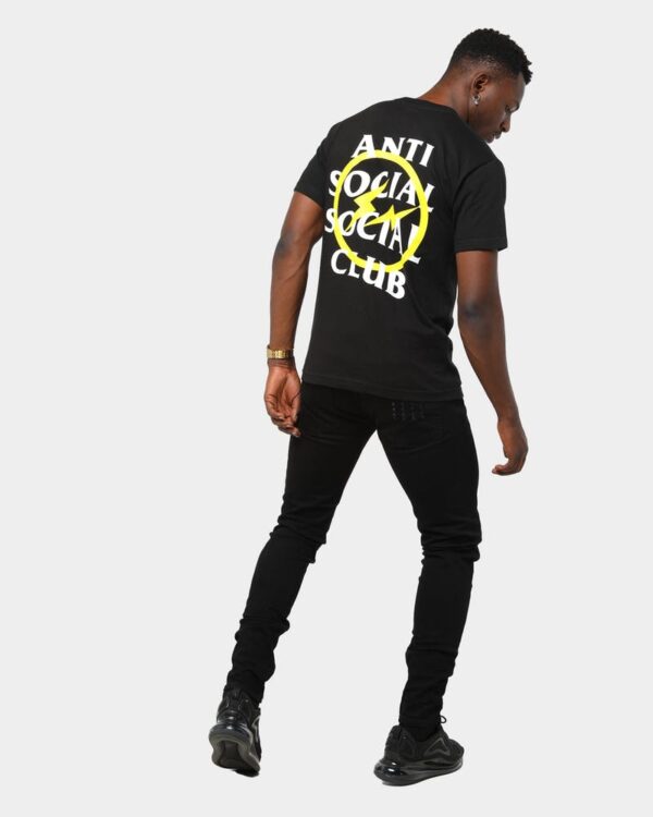 Áo Anti Social Social Club x Fragment Yellow Bolt Tee Black ASSC-XFYBTBK - Ảnh 9