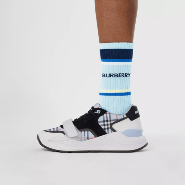 Giày Burberry Check Nylon Leather 'Pale Blue' 80514151 - Ảnh 5