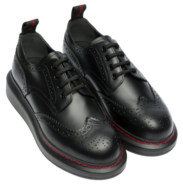 Giày Alexander McQueen Black Red Hybrid Sole Derby 586400-WHX51-1000 - Ảnh 4