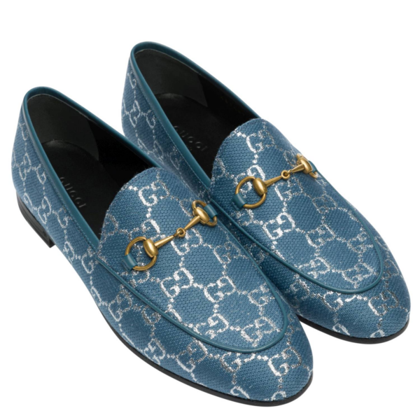 Giày Gucci Mocassini Jordaan GG Blue 431467 2C820 4691 - Ảnh 4