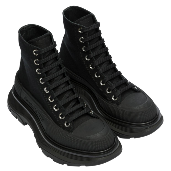 Giày Alexander McQueen Wmns Fashion Black Fabric Hi Top 611706-W4L32-1000 - Ảnh 4