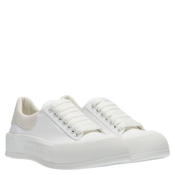 Giày Alexander McQueen Wmns Deck Lace-Up Plimsoll 'White' 654593-W4PQ1-9000 - Ảnh 3
