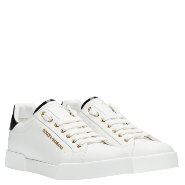 Giày Dolce & Gabbana Portofino Gold Logo White Leather CK1602-AH506-89662 - Ảnh 4