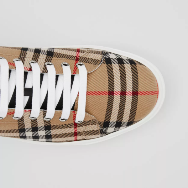 Giày Burberry Vintage Check Leather Sneakers Beige 80381851 - Ảnh 4