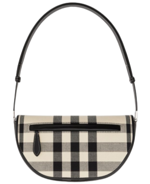 Túi Burberry Small Check Canvas and Leather Olympia Bag 'Buttermilk Beige Black'