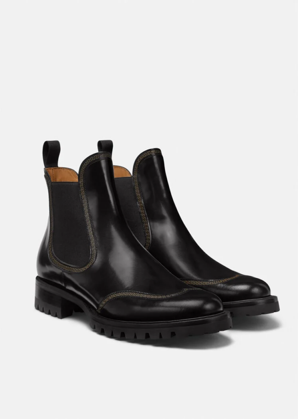 Giày Versace Leather Chelsea Boots Black 1000777-D9VAC-1B000 - Ảnh 3