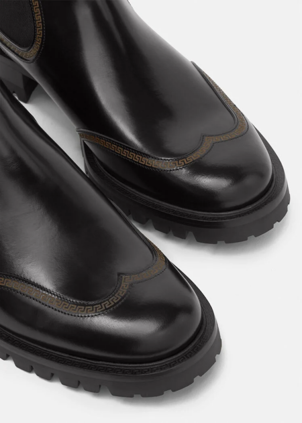 Giày Versace Leather Chelsea Boots Black 1000777-D9VAC-1B000 - Ảnh 2