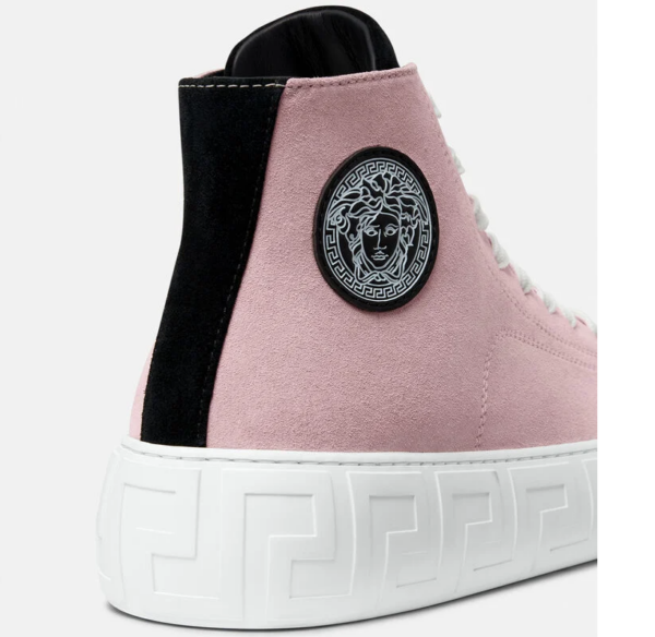 Giày Versace Greca Suede High Top Trainers Black Pink DST643D-1A00784-2P370 - Ảnh 3