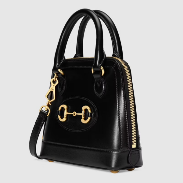 Túi Gucci Horsebit 1955 Mini Top Handle Black Leather 640716-0YK0G-1000 - Ảnh 4