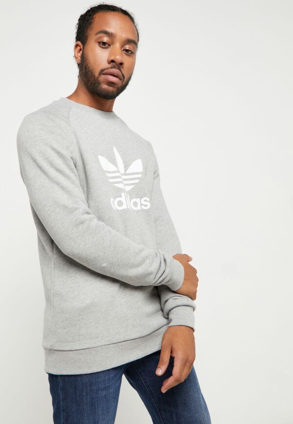 Áo Adidas Trefoil Warm-Up Crew Sweatshirt Grey CY4573 - Ảnh 3