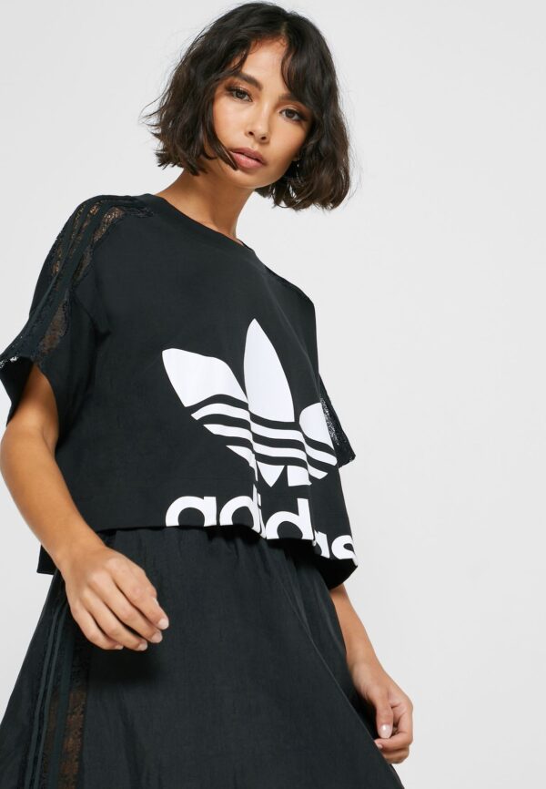 Áo Adidas Cropped Lace Tee Black FM1738 - Ảnh 6