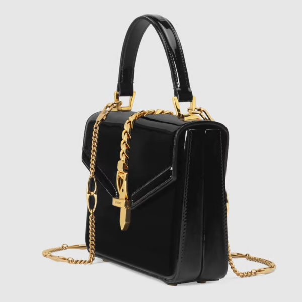 Túi Gucci Sylvie 1969 Patent Leather 'Black' 589479-1J70G-1000 - Ảnh 4