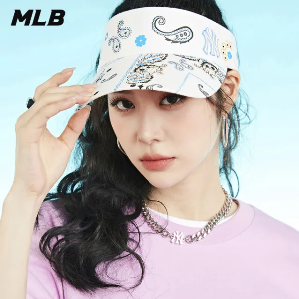 Mũ MLB Paisley Sun Cap NY Yankees White 3ASC06123-50IVS - Ảnh 2