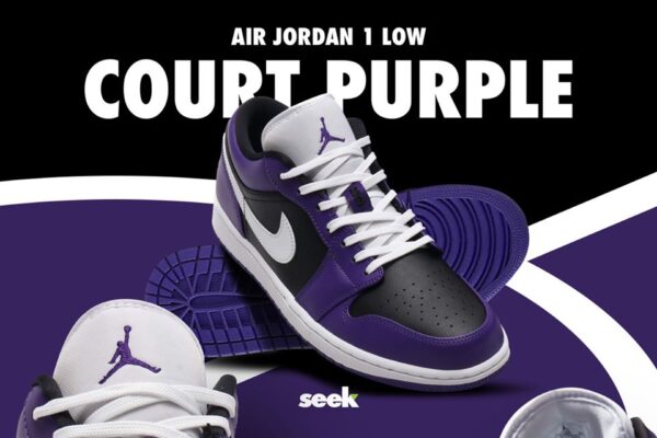 Giày Nike Air Jordan 1 Low GS 'Black Court Purple' 553560-501 - Ảnh 7