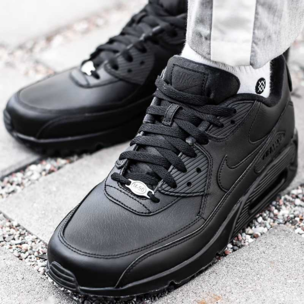 Giày Nike Air Max 90 Leather 'Black' 302519-001 - Ảnh 8