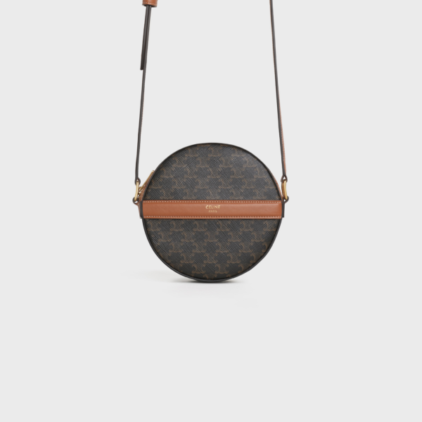 Túi Celine Round Purse On Strap In Triomphe Canvas And Lambskin 10G342CAM-04BT - Ảnh 5