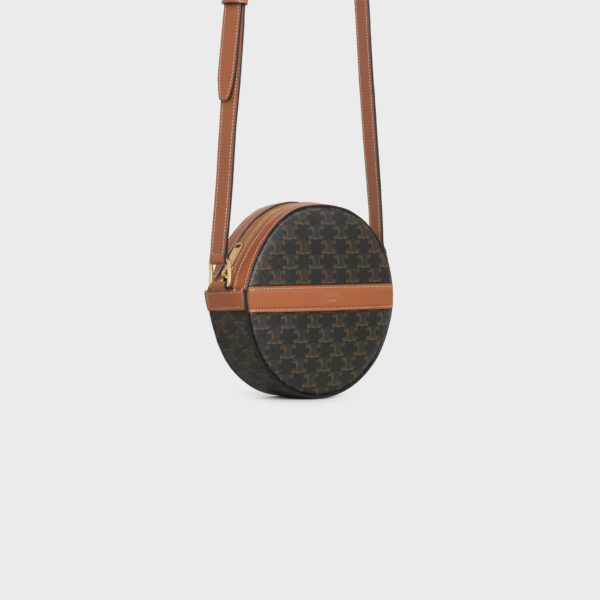 Túi Celine Round Purse On Strap In Triomphe Canvas And Lambskin 10G342CAM-04BT - Ảnh 4