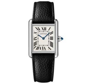 Dong Ho Cartier Tank Must Watch Large Quartz Steel Calfskin 'Black' WSTA0041