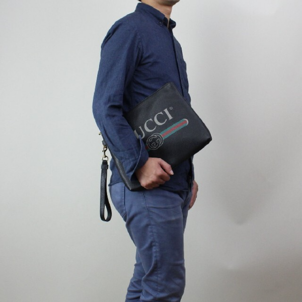 Túi Gucci Black Leather Print Clutch 572770 0Y2AT 8163 - Ảnh 5
