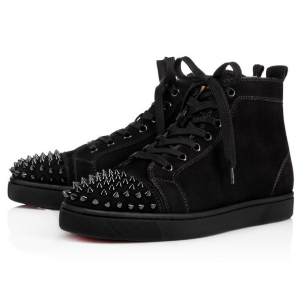 Giày Christian Louboutin Louis Flat Calf Spikes 'Black Suede' 1140458B049 - Ảnh 2