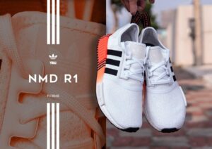 Alternative view of Giày Adidas NMD R1 'Glitch White Solar Red' FV3648