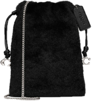 Tui Coach Drawstring Pouch In Shearling 'Black' CE759-20LHBLK