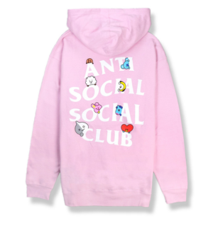 Áo Anti Social Social Club x BT21 Peekaboo Pink Hoodie ASSC182