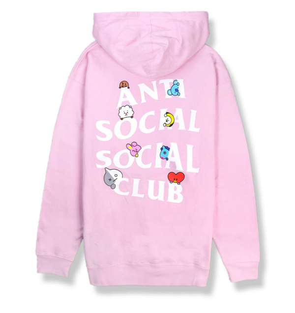 Áo Anti Social Social Club x BT21 Peekaboo Pink Hoodie ASSC182
