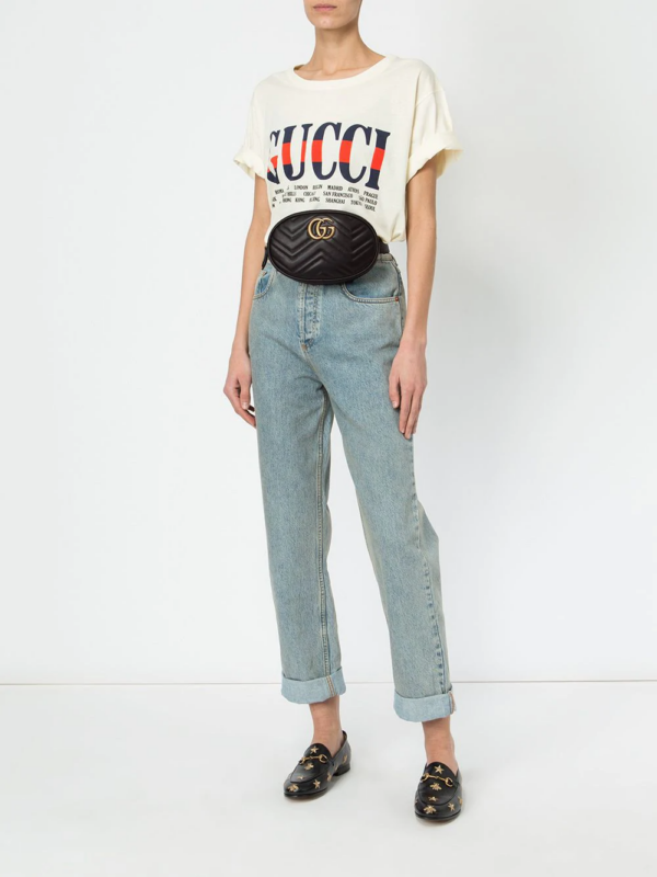 Túi Gucci Logo Detail Chevron Quilted Leather Belt Bag Black 491294 DSVRT 1000 - Ảnh 7