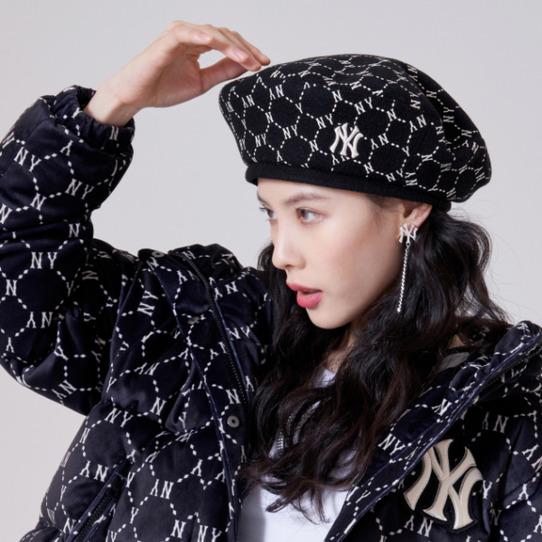 Mũ MLB Monogram Diamond Wool Beret 3ACBB0616-50BKS - Ảnh 4
