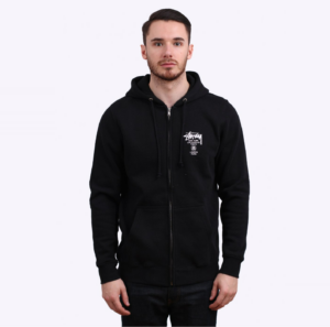 Ao Stussy World Tour Zip Hoodie 2022 'Black'