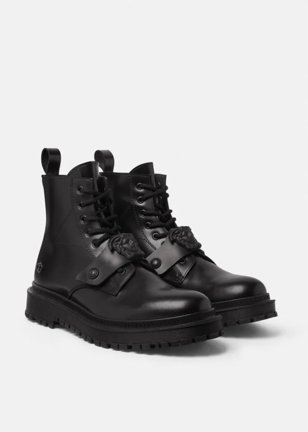 Giày Verssace Medusa Lace Up Boots Black 1003149-1A02336-1B00B - Ảnh 3