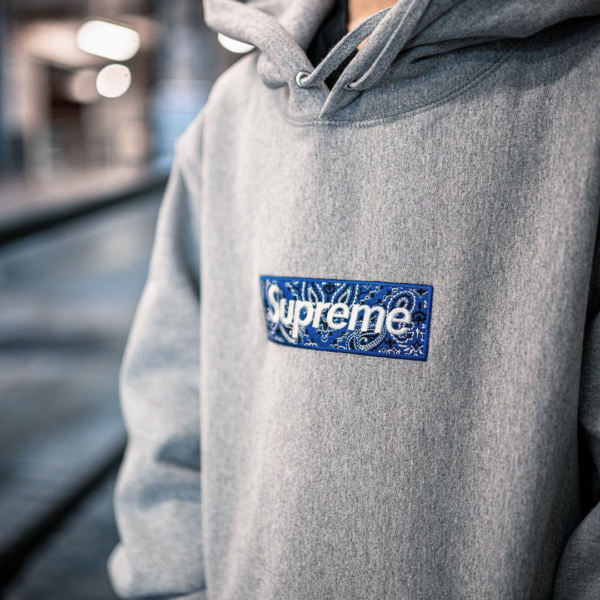 Áo Supreme Bandana Box Logo Hooded Sweatshirt Heather Grey SUP-BABLHSHGY - Ảnh 2