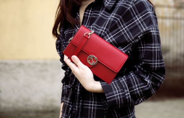 Túi Gucci Leather GG Chain Shoulder Bag Messenger Bag Red 510314 CAO0G 6420 - Ảnh 2