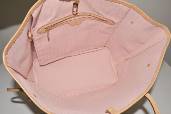 Túi Louis Vuitton Neverfull NM Damier Azur Beige Handbag N41605 - Ảnh 5