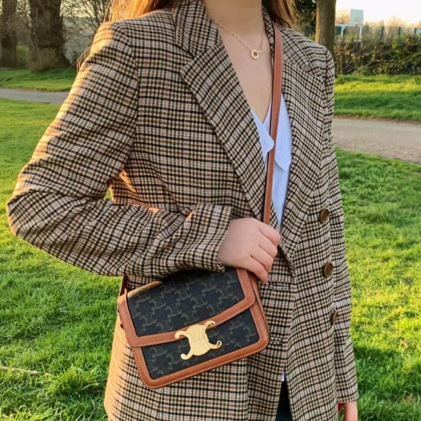 Túi Celine Triomphe Bag In Triomphe Canvas And Calfskin Tan 188882BZ4-04LU - Ảnh 5