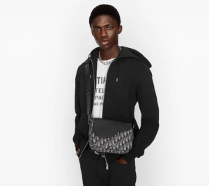 Tui Dior Mini Saddle Messenger Bag Beige and Black 1ADME130YKS-H27E