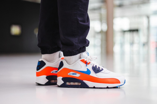 Giày Nike Air Max 90 White 'Photo Blue Total Orange' AJ1285-104 - Ảnh 2